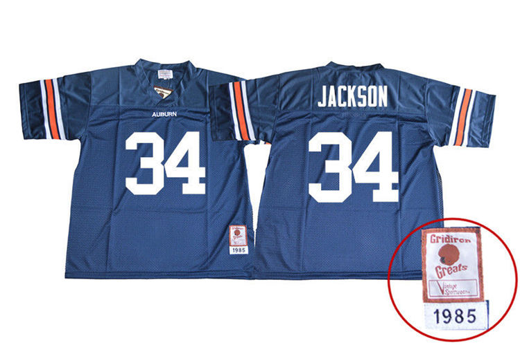 Men's Auburn Tigers #34 Bo Jackson 1985 Throwback Navy College Stitched Football Jersey